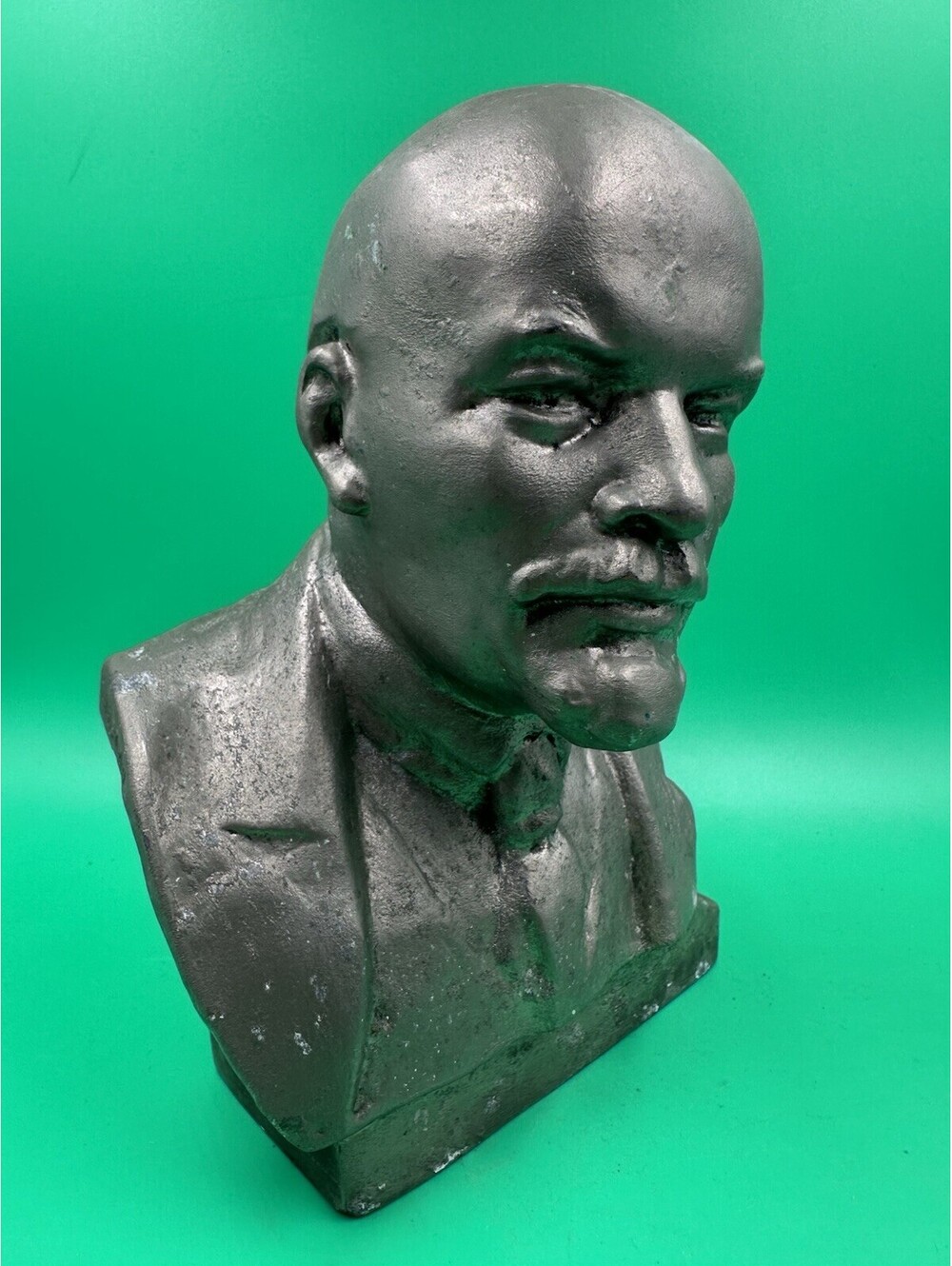 Vladimir Lenin Soviet Communism Bust Vintage Metal Statue Table Figurine USSR